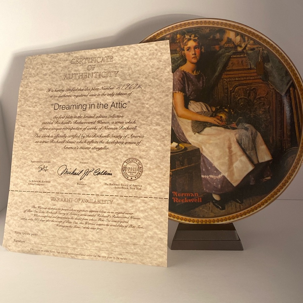 Norman Rockwell “Dreaming in the Attic” Collector’s Plate